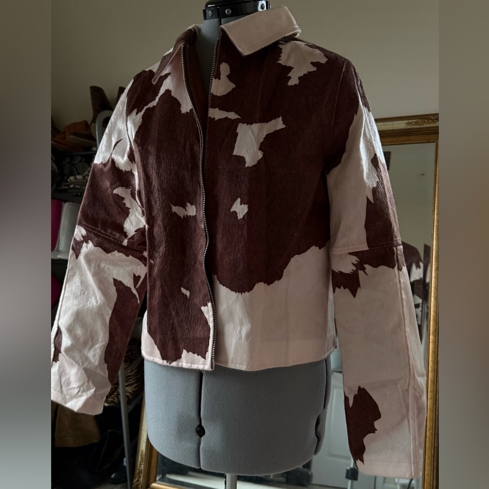Vintage Cow print Moto Jacket